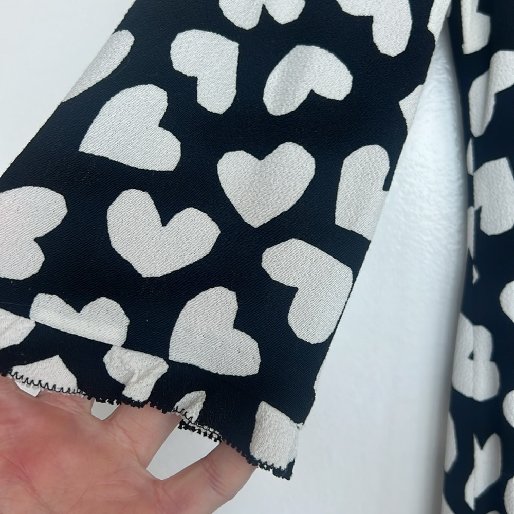 Kate Spade Heart Print Mini Dress XS | Black White Shift Valentine Date Dress - Picture 7 of 14